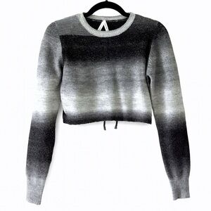 Dreamers Gray Ombré Striped Cropped Sweater Size Medium